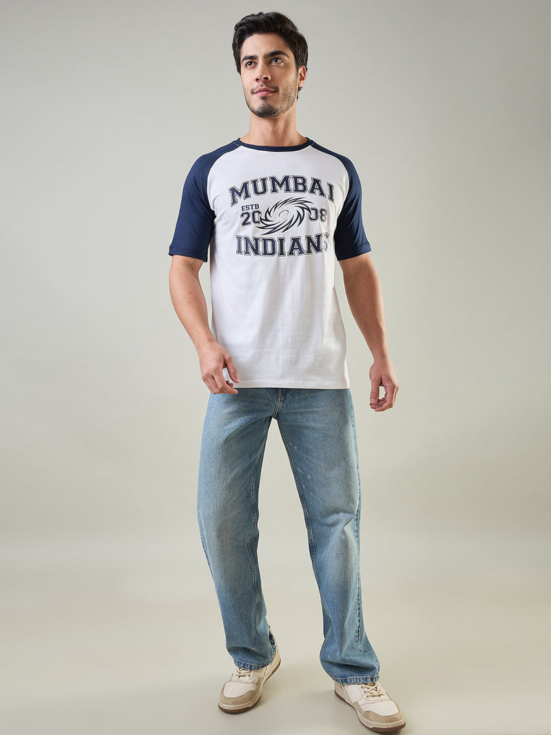 MI: White & Navy Color block T-shirt - MI Shop