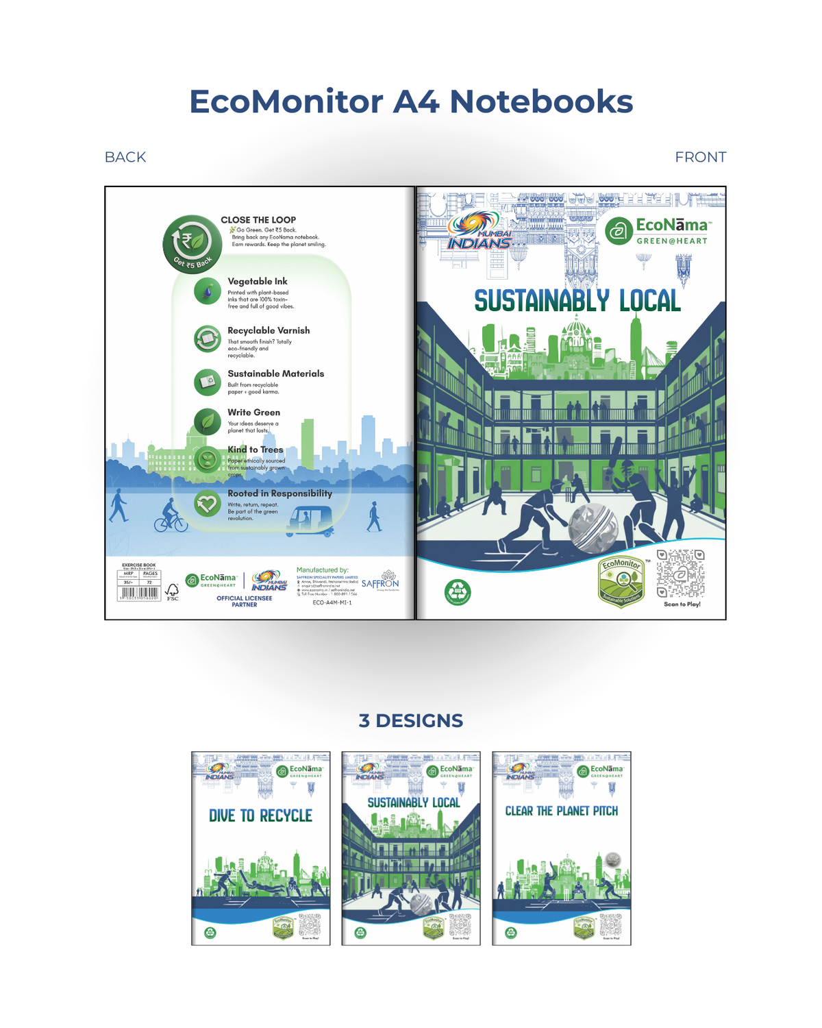 MI: Eco Monitor A4 Book - 72 Pages (Pack of 3)