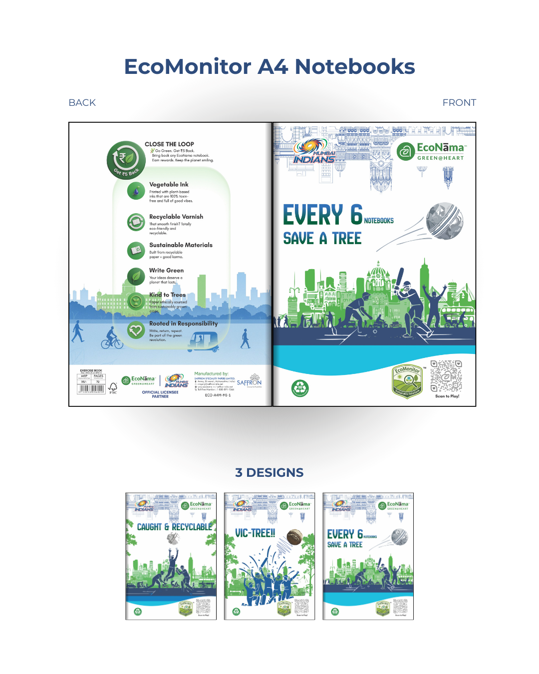 MI: Eco Monitor A4 Book - 72 Pages (Pack of 3)