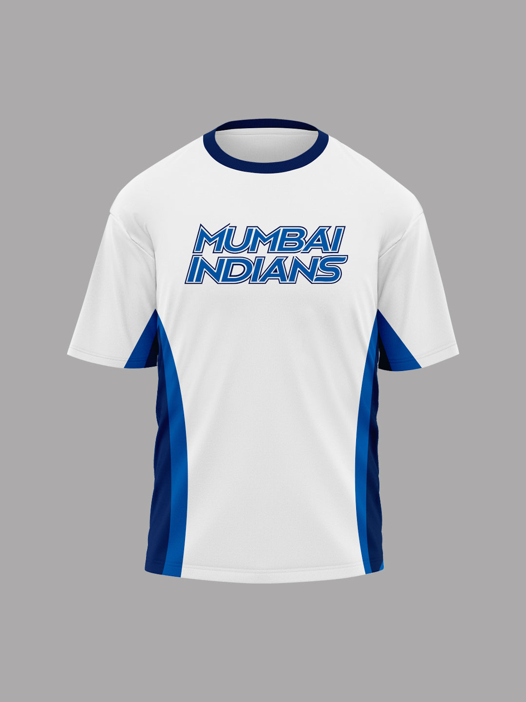 MI: Men White & Navy Blue Colourblocked T-Shirt