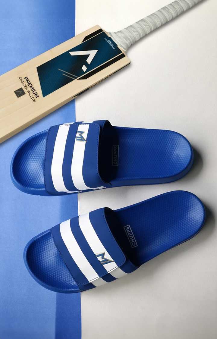 MI: Men's Blue Velcro Slider Flip Flops