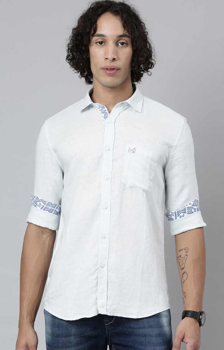 MI: Men Sky Blue Hemp Full Sleeves Shirt - Mumbai Indians Store