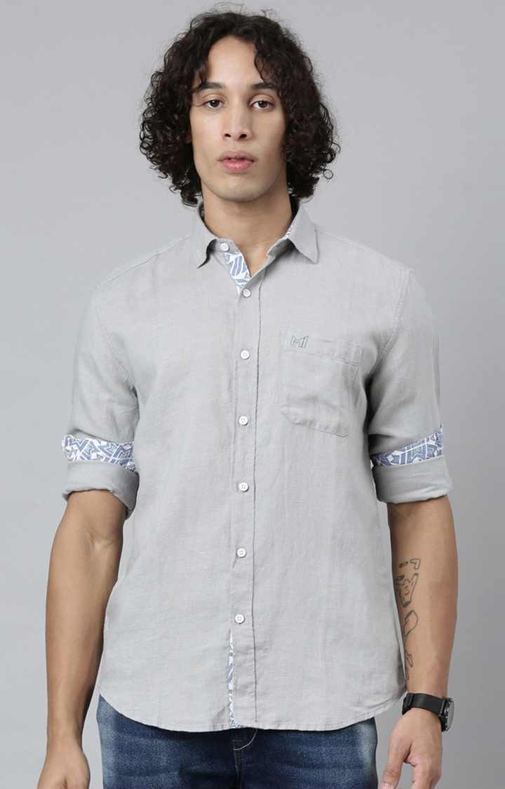 MI: Men Grey Hemp Full Sleeves Shirt - Mumbai Indians Store